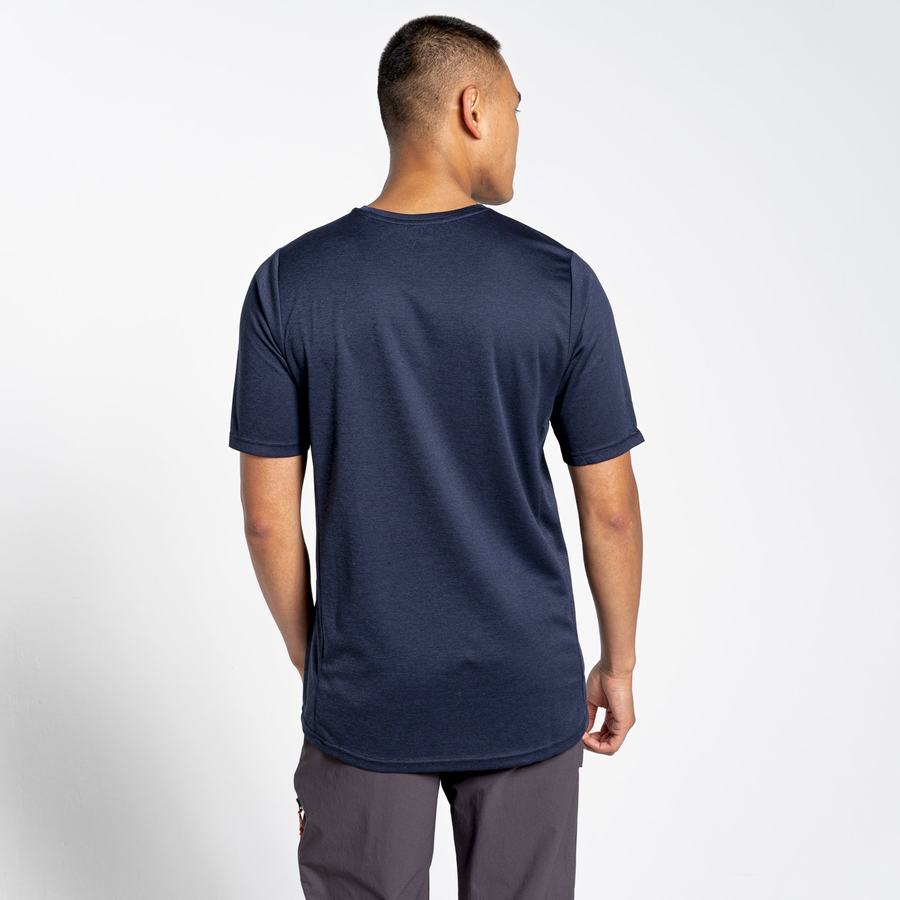 Blue Navy Craghoppers NosiLife Pro Active Short Sleeved Men's T-Shirts | OCB164LM