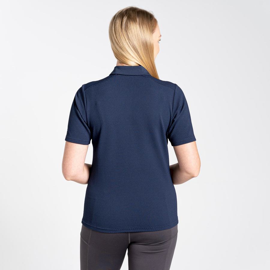 Blue Navy Craghoppers NosiLife Short Sleeved Polo Women's T-Shirts | DUR6728HY