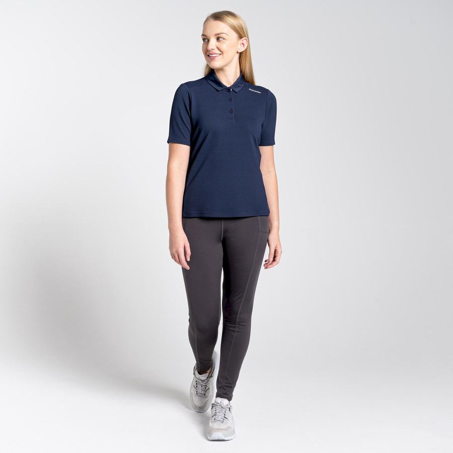 Blue Navy Craghoppers NosiLife Short Sleeved Polo Women's T-Shirts | DUR6728HY