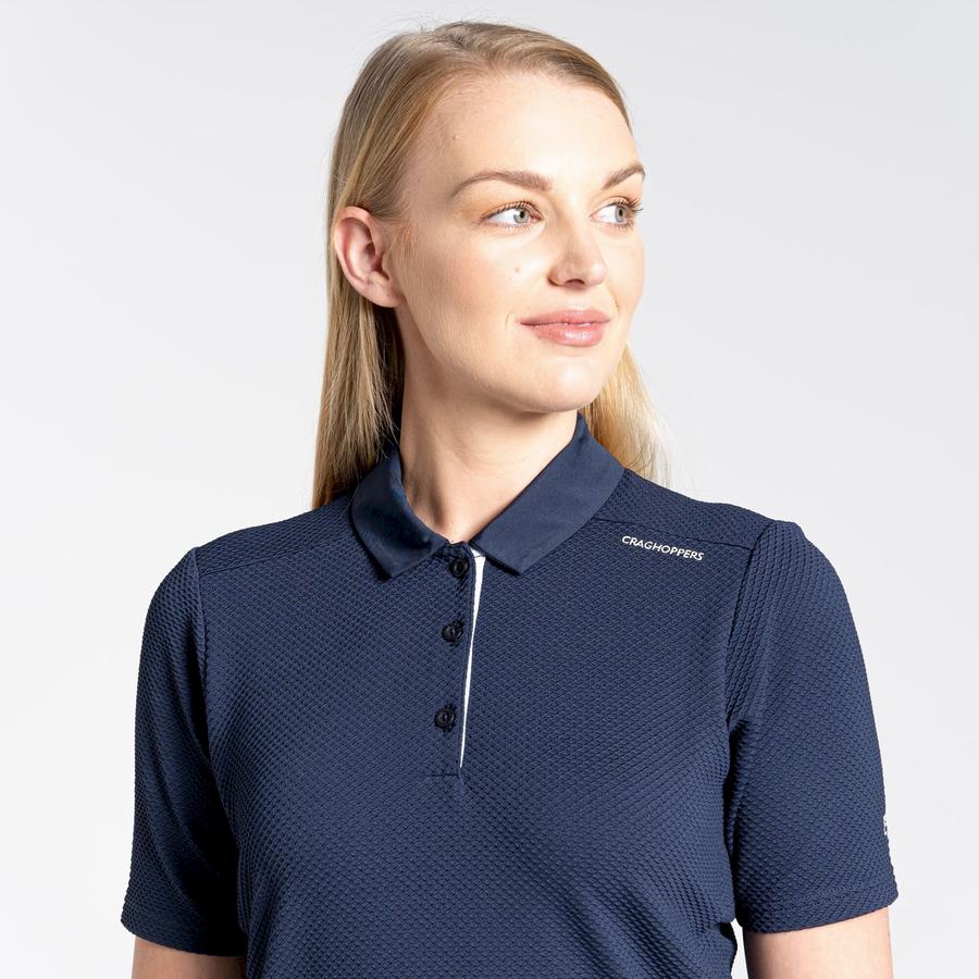 Blue Navy Craghoppers NosiLife Short Sleeved Polo Women's T-Shirts | DUR6728HY