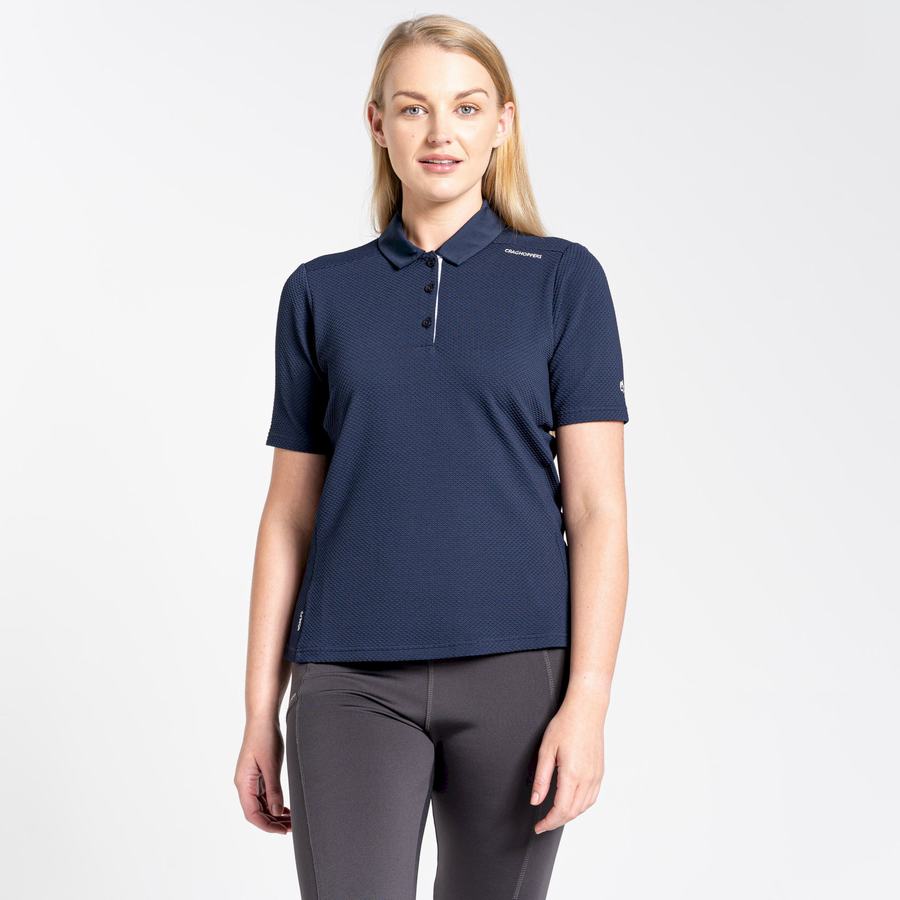 Blue Navy Craghoppers NosiLife Short Sleeved Polo Women's T-Shirts | DUR6728HY