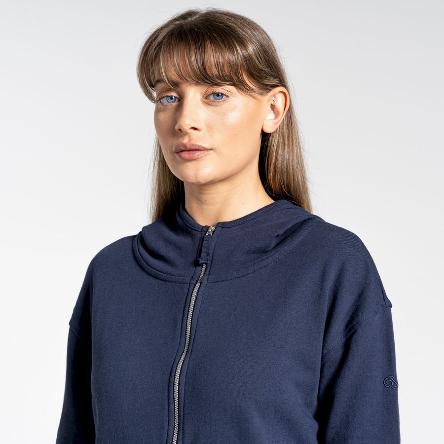 Blue Navy Craghoppers Nosibotanical Eden Hooded Women's T-Shirts | FKA5943DH