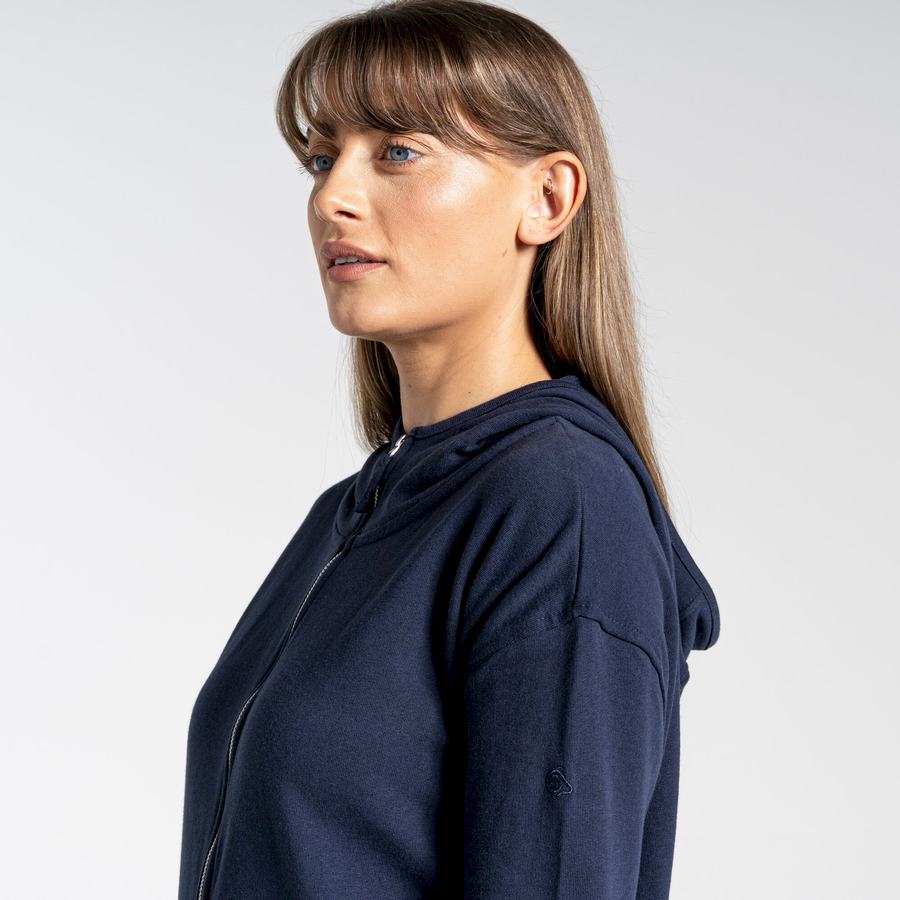 Blue Navy Craghoppers Nosibotanical Eden Hooded Women's T-Shirts | FKA5943DH