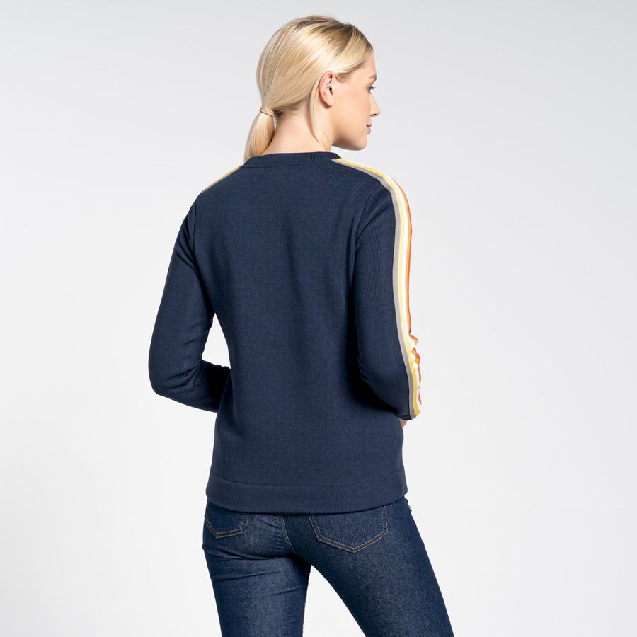 Blue Navy Craghoppers Pinalla Crew Neck Women's Sweatshirts | BZF8286FB