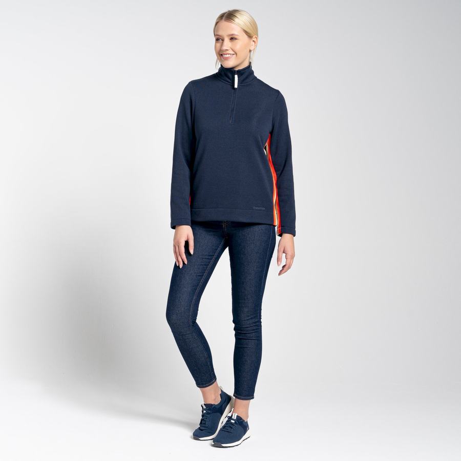 Blue Navy Craghoppers Pinalla Half Zip Women's Sweaters | JGJ6761KZ