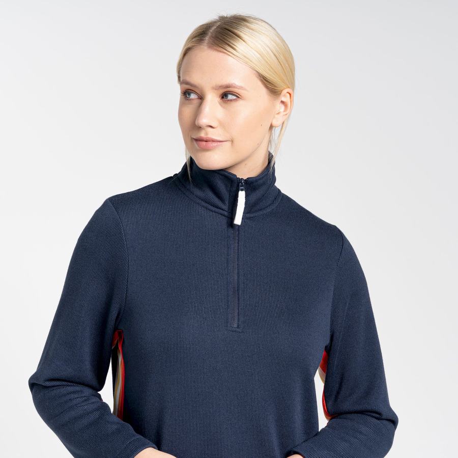 Blue Navy Craghoppers Pinalla Half Zip Women's Sweaters | JGJ6761KZ