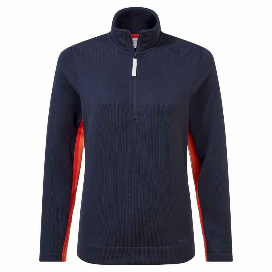 Blue Navy Craghoppers Pinalla Half Zip Women's Sweaters | JGJ6761KZ