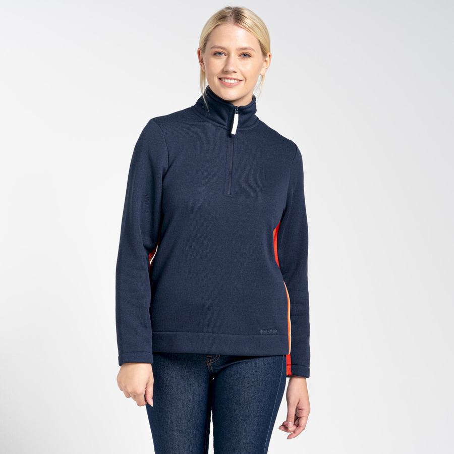 Blue Navy Craghoppers Pinalla Half Zip Women's Sweaters | JGJ6761KZ