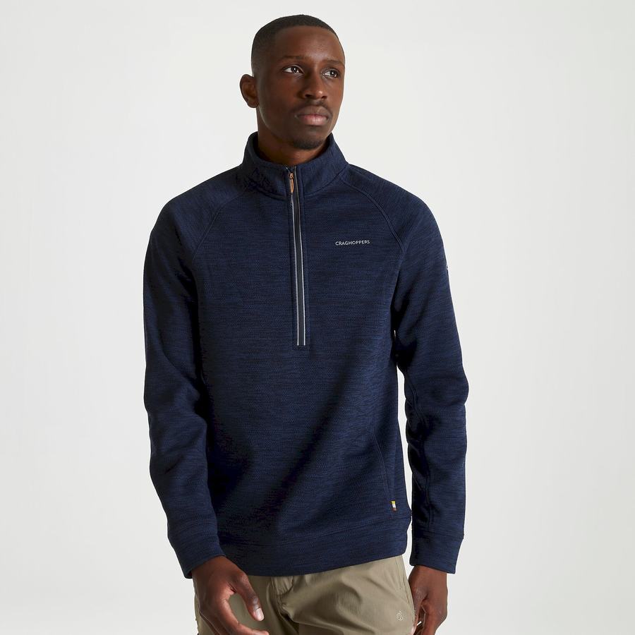 Blue Navy Craghoppers Stromer Half Men's Sweaters | ZKB7661ZT