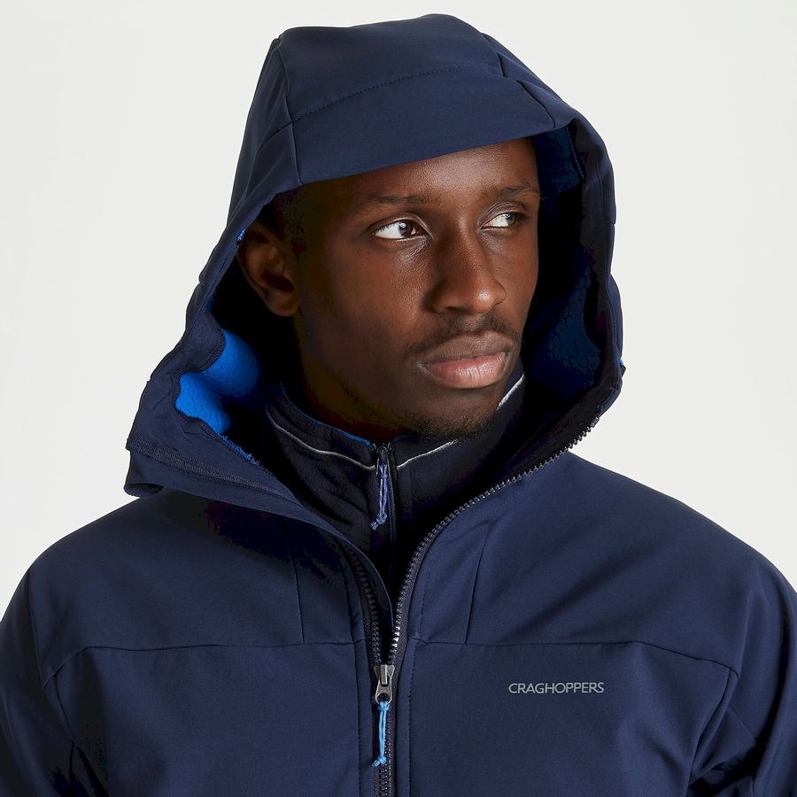 Blue Navy Craghoppers Tripp Hooded Men's Jackets | KRR6880YT