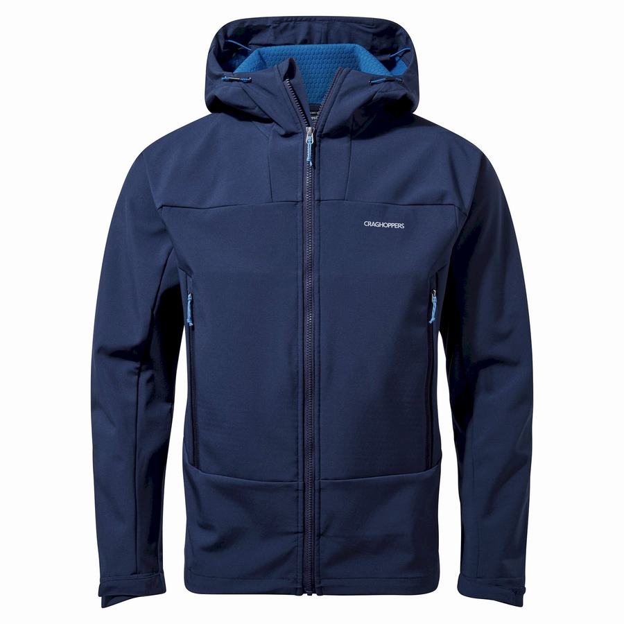 Blue Navy Craghoppers Tripp Hooded Men's Jackets | KRR6880YT