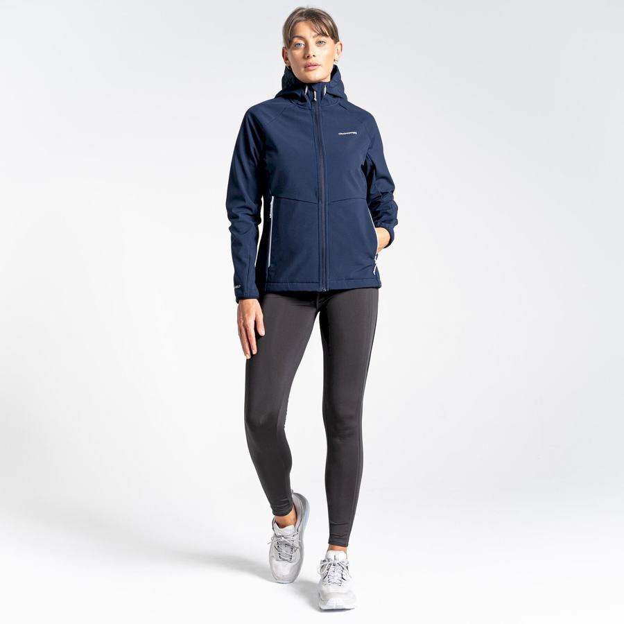 Blue Navy Grey Craghoppers Kalti Weatherproof Hooded Women's Jackets | TAV4542FE