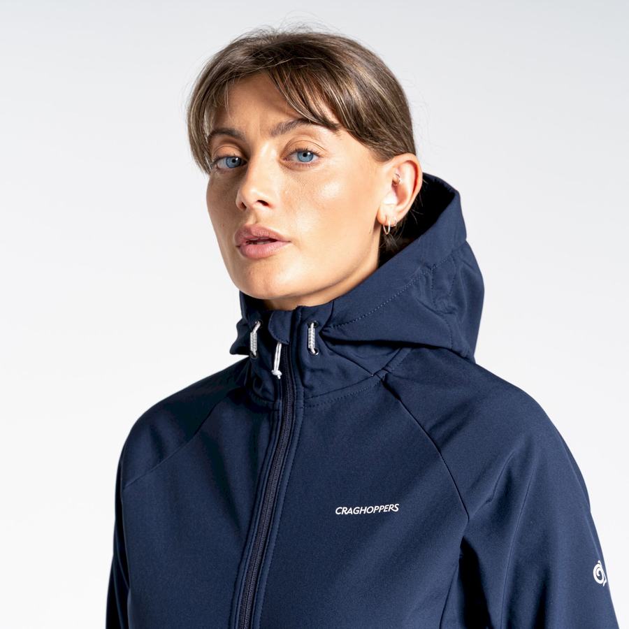 Blue Navy Grey Craghoppers Kalti Weatherproof Hooded Women's Jackets | TAV4542FE