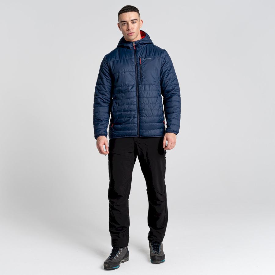 Blue Navy Red Craghoppers Compresslite VI Hooded Men's Jackets | VQJ3950GH