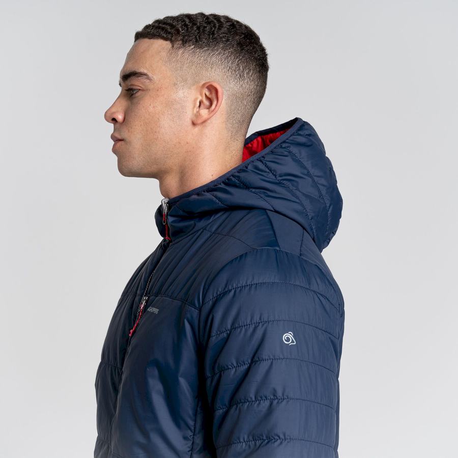 Blue Navy Red Craghoppers Compresslite VI Hooded Men's Jackets | VQJ3950GH