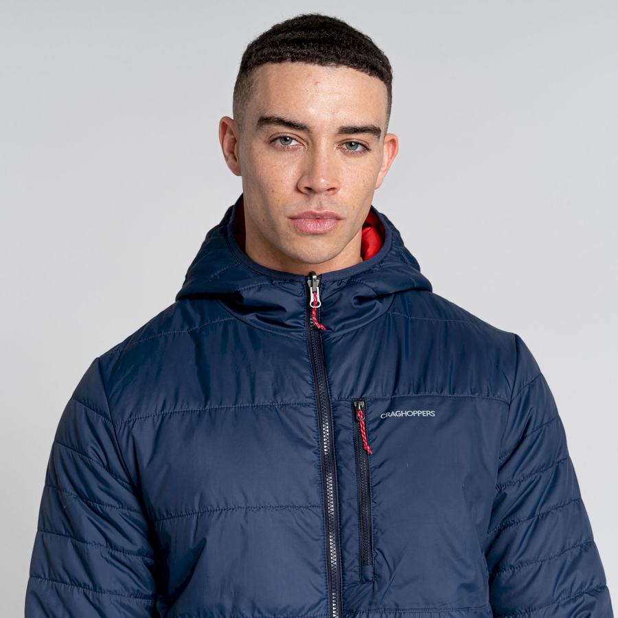 Blue Navy Red Craghoppers Compresslite VI Hooded Men's Jackets | VQJ3950GH