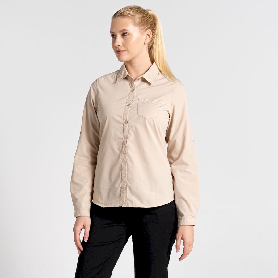 Brown Craghoppers Kiwi II Long Sleeved Women's Shirts | HEP2194OA