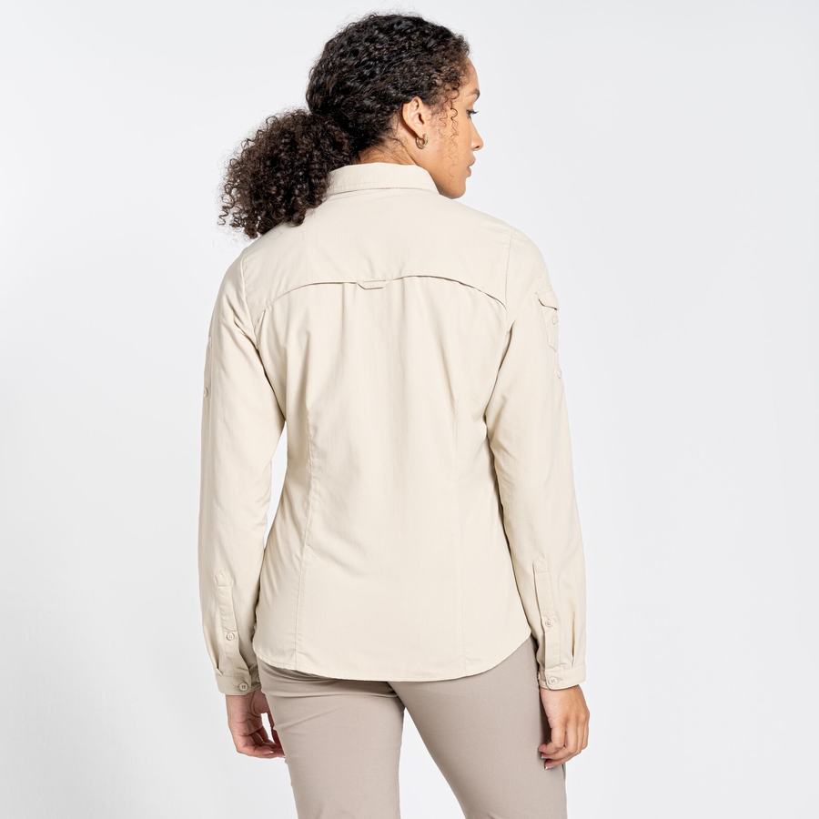 Brown Craghoppers NosiLife Adventure II Long Sleeved Women's Shirts | AVE4654MD