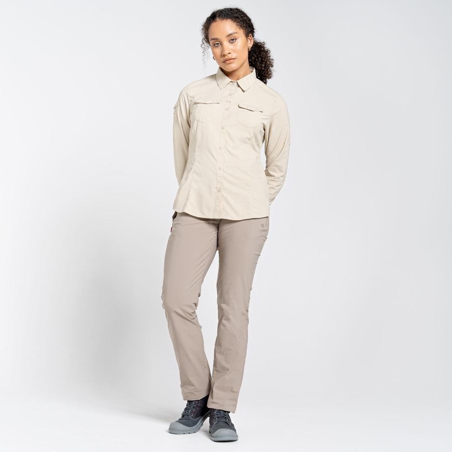 Brown Craghoppers NosiLife Adventure II Long Sleeved Women's Shirts | AVE4654MD