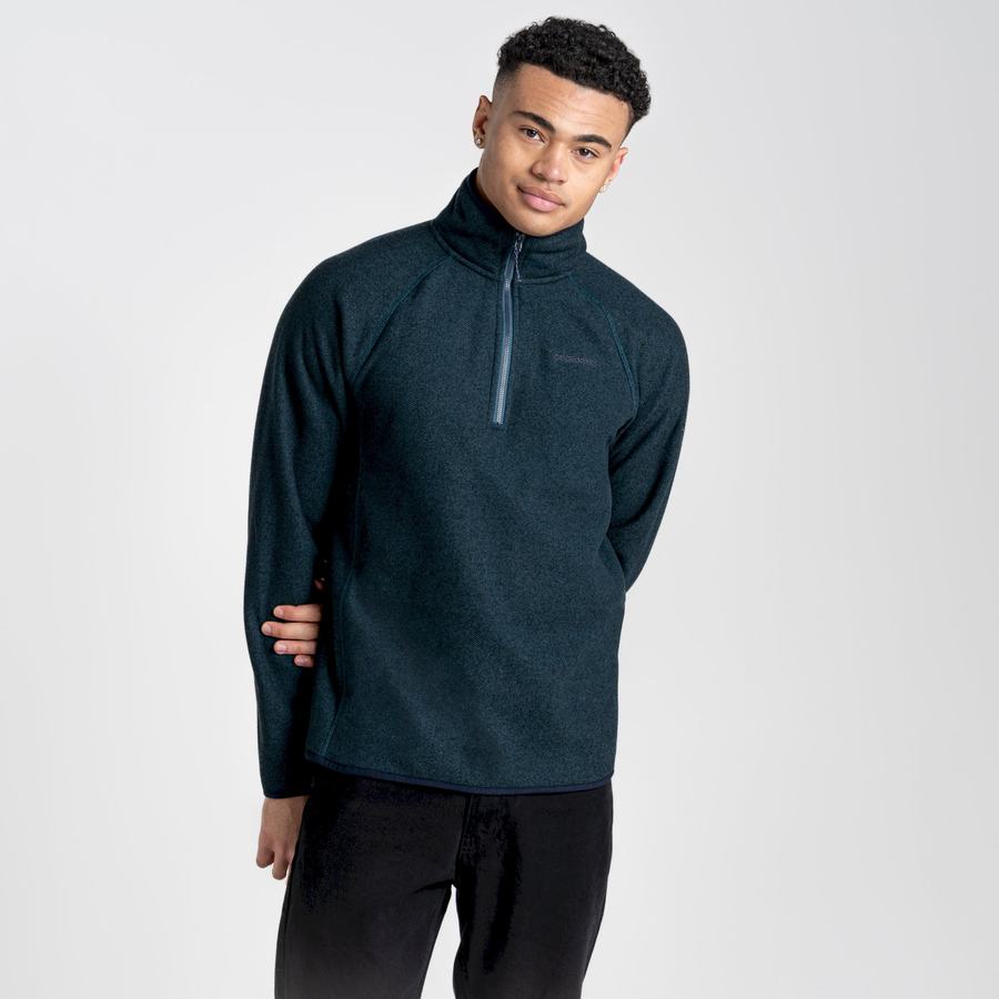 Dark Blue Craghoppers Durrus Half Zip Men's Sweaters | DFD8873KG