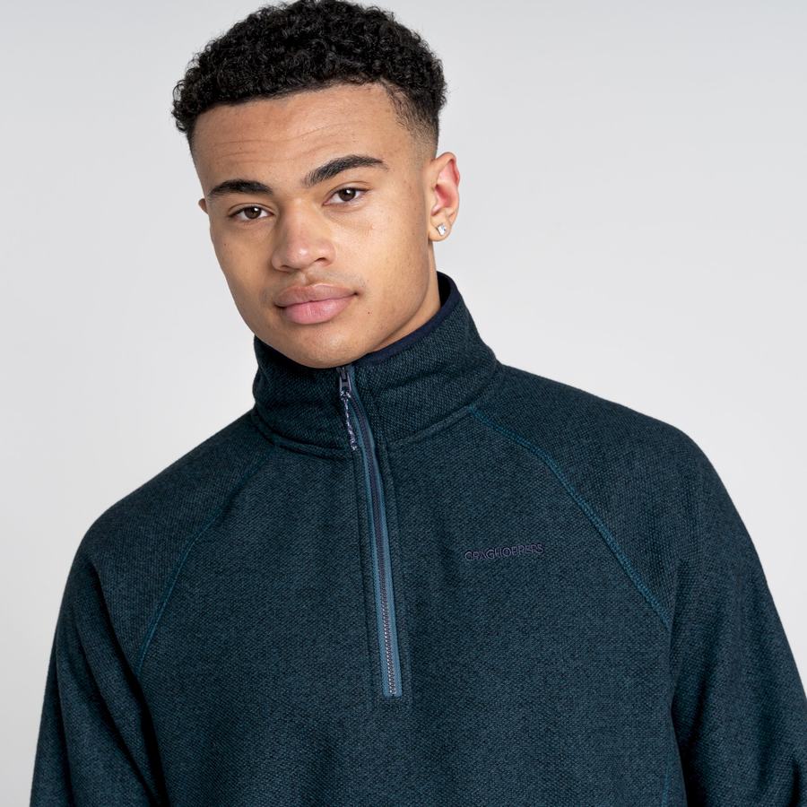 Dark Blue Craghoppers Durrus Half Zip Men's Sweaters | DFD8873KG