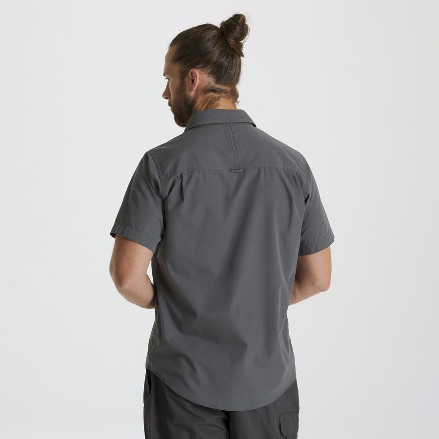 Dark Grey Craghoppers Kiwi Short Sleeved Men's Shirts | ZHI6648CO