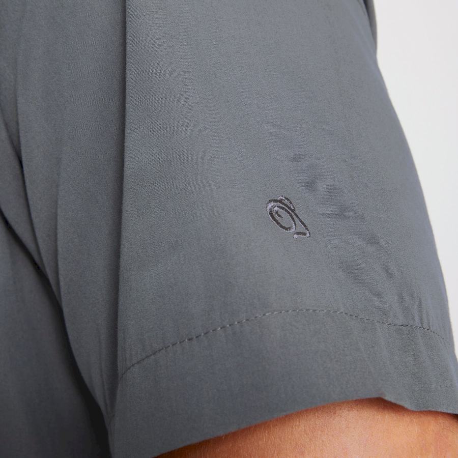 Dark Grey Craghoppers Kiwi Short Sleeved Men's Shirts | ZHI6648CO