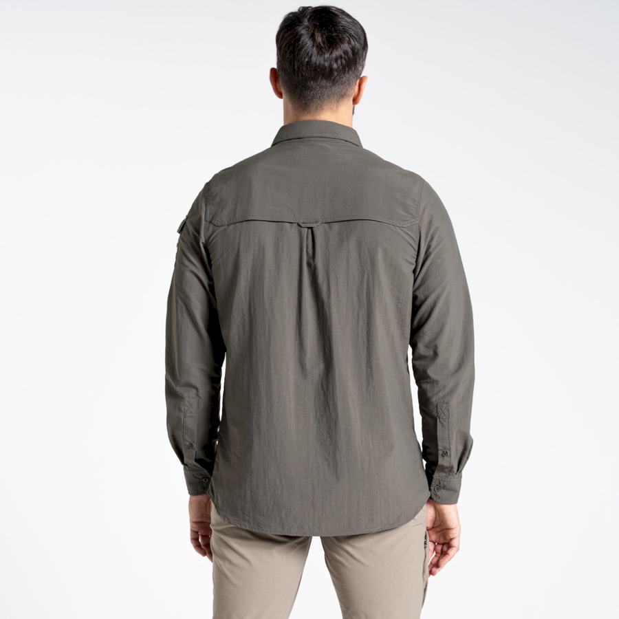 Dark Khaki Craghoppers NosiLife Adventure II Long Sleeved Men's Shirts | CCD7851EG