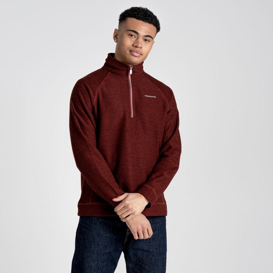 Dark Red Craghoppers Elton Half Zip Men's Sweaters | VLV9013FG