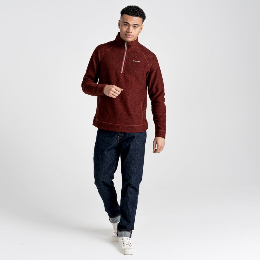 Dark Red Craghoppers Elton Half Zip Men's Sweaters | VLV9013FG