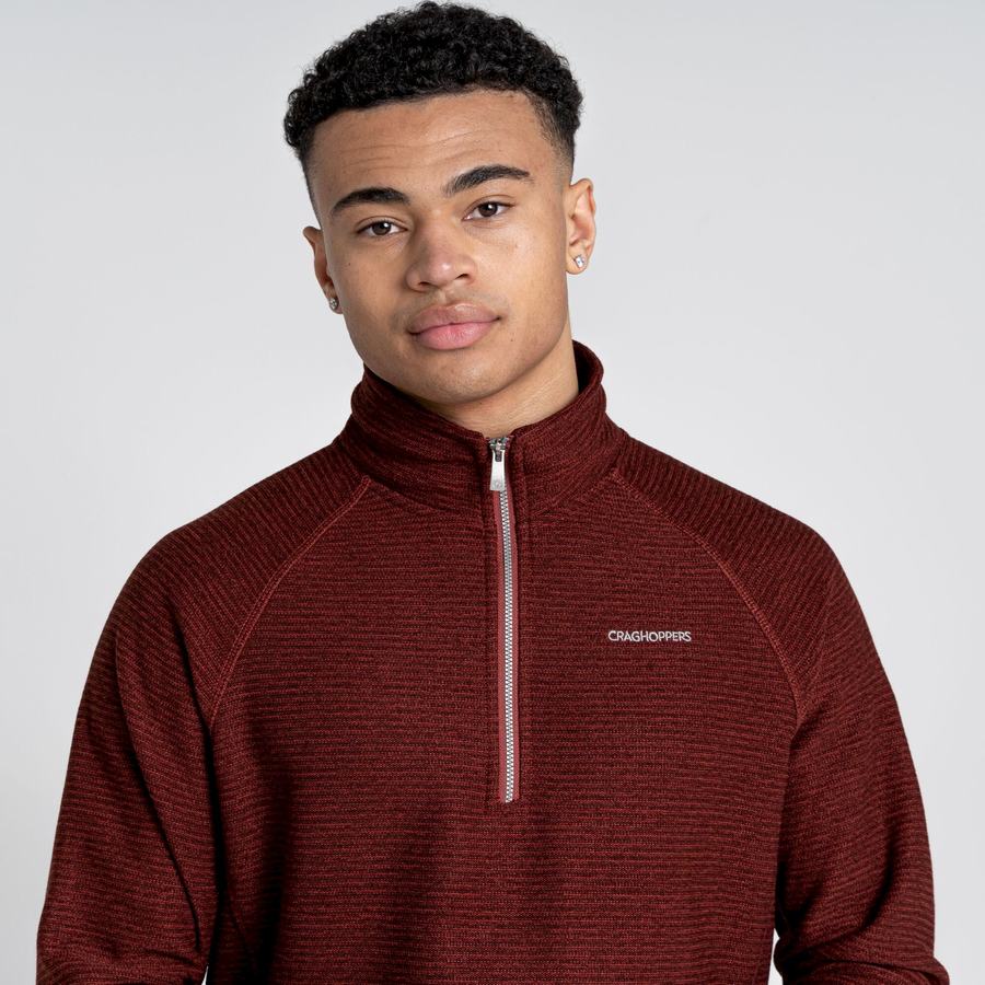 Dark Red Craghoppers Elton Half Zip Men's Sweaters | VLV9013FG