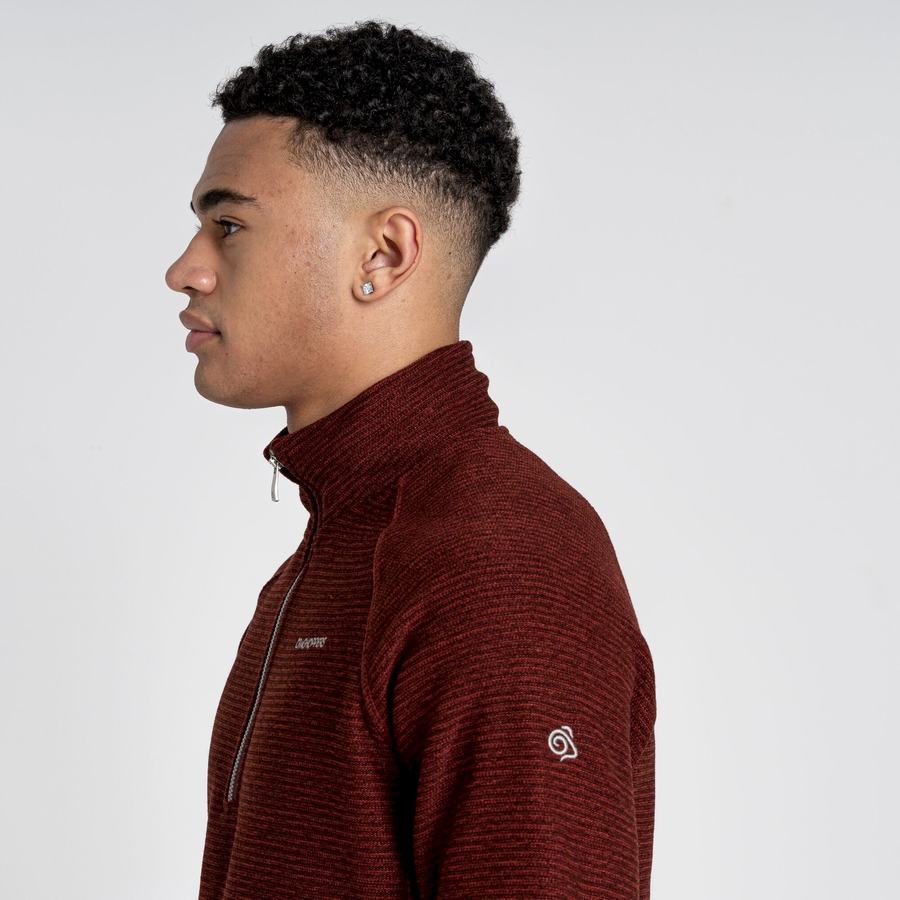 Dark Red Craghoppers Elton Half Zip Men's Sweaters | VLV9013FG