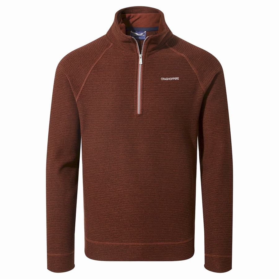 Dark Red Craghoppers Elton Half Zip Men's Sweaters | VLV9013FG