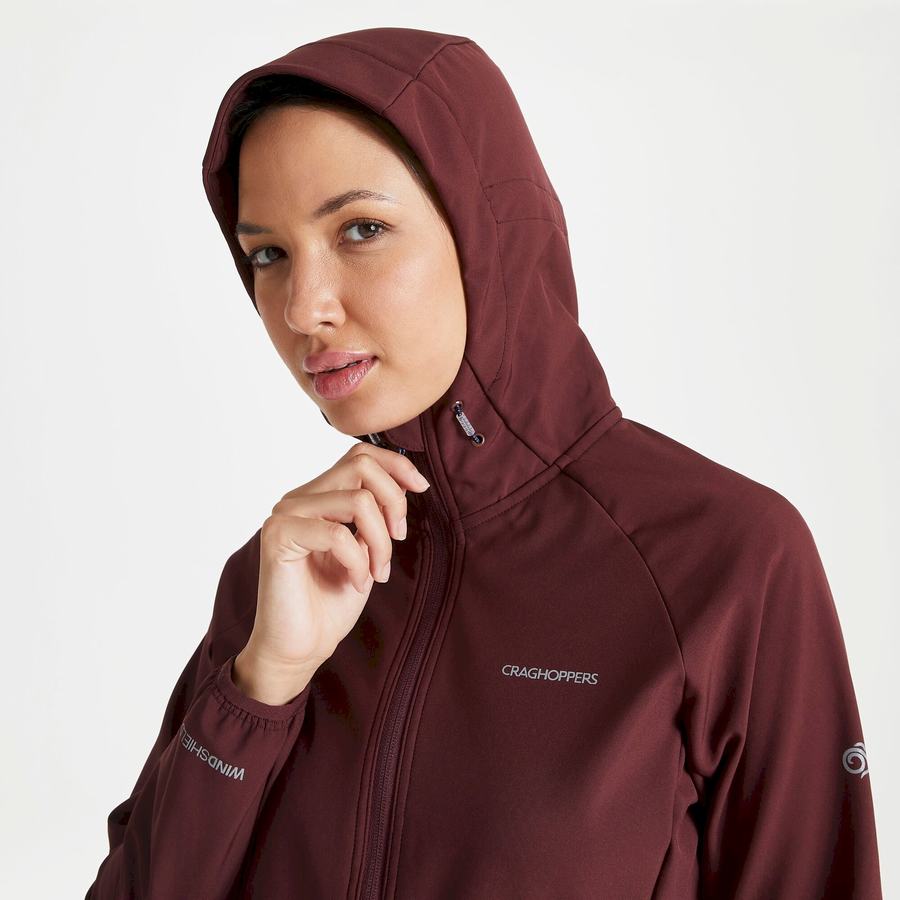 Dark Red Craghoppers Kalti Weatherproof Hooded Women's Jackets | XAP239AI