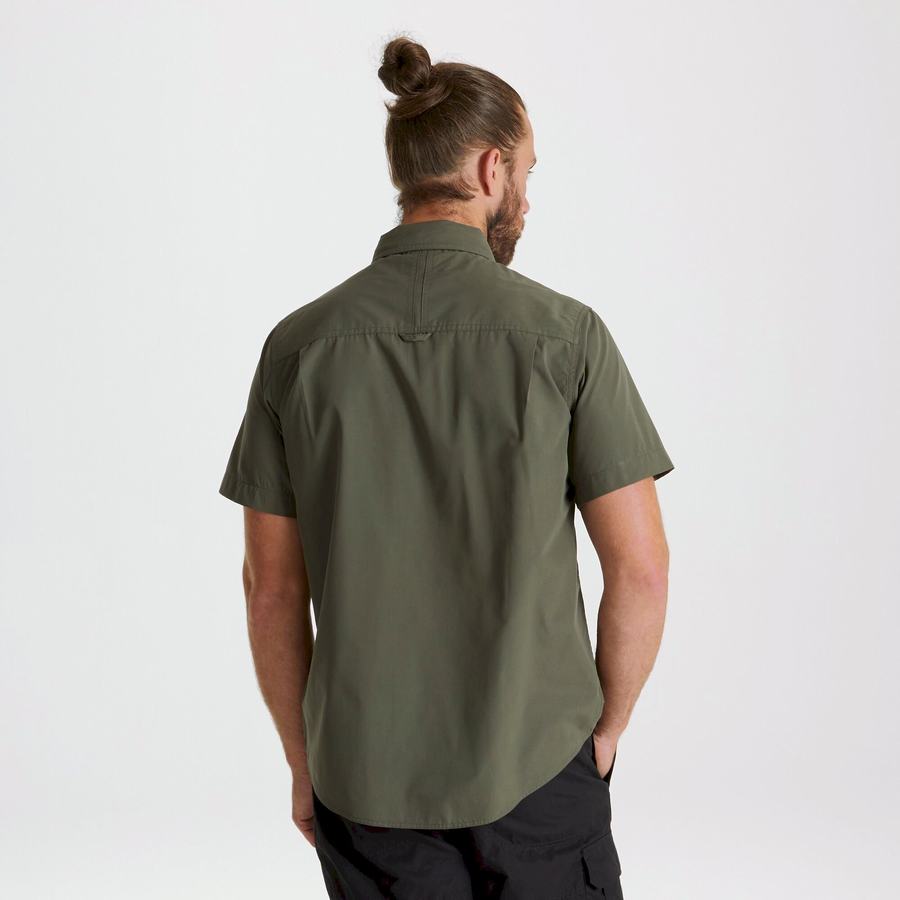 Deep Green Craghoppers Kiwi Short Sleeved Men's Shirts | FBZ424MX