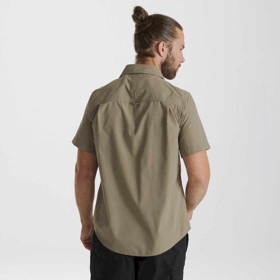 Deep Green Craghoppers Kiwi Short Sleeved Men's Shirts | ORT4123MB