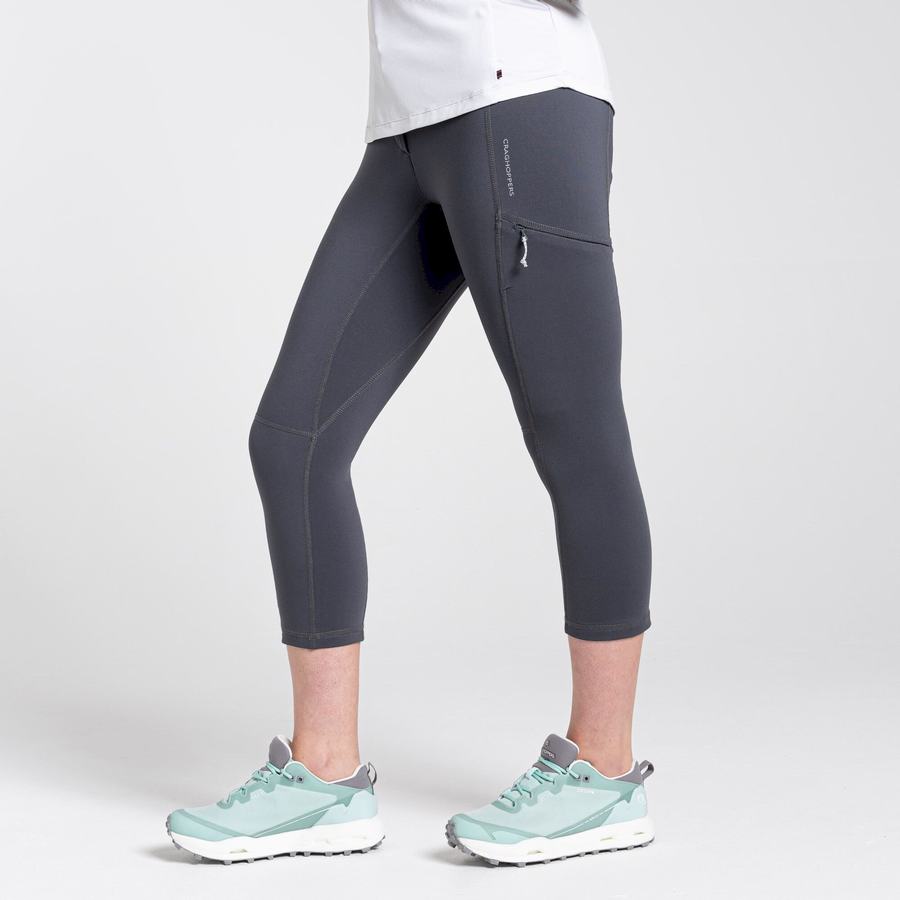 Deep Grey Craghoppers Dynamic Cropped Women's Leggings | GIS701LG