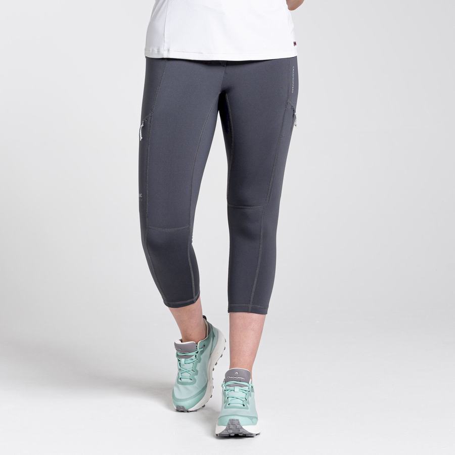 Deep Grey Craghoppers Dynamic Cropped Women's Leggings | GIS701LG