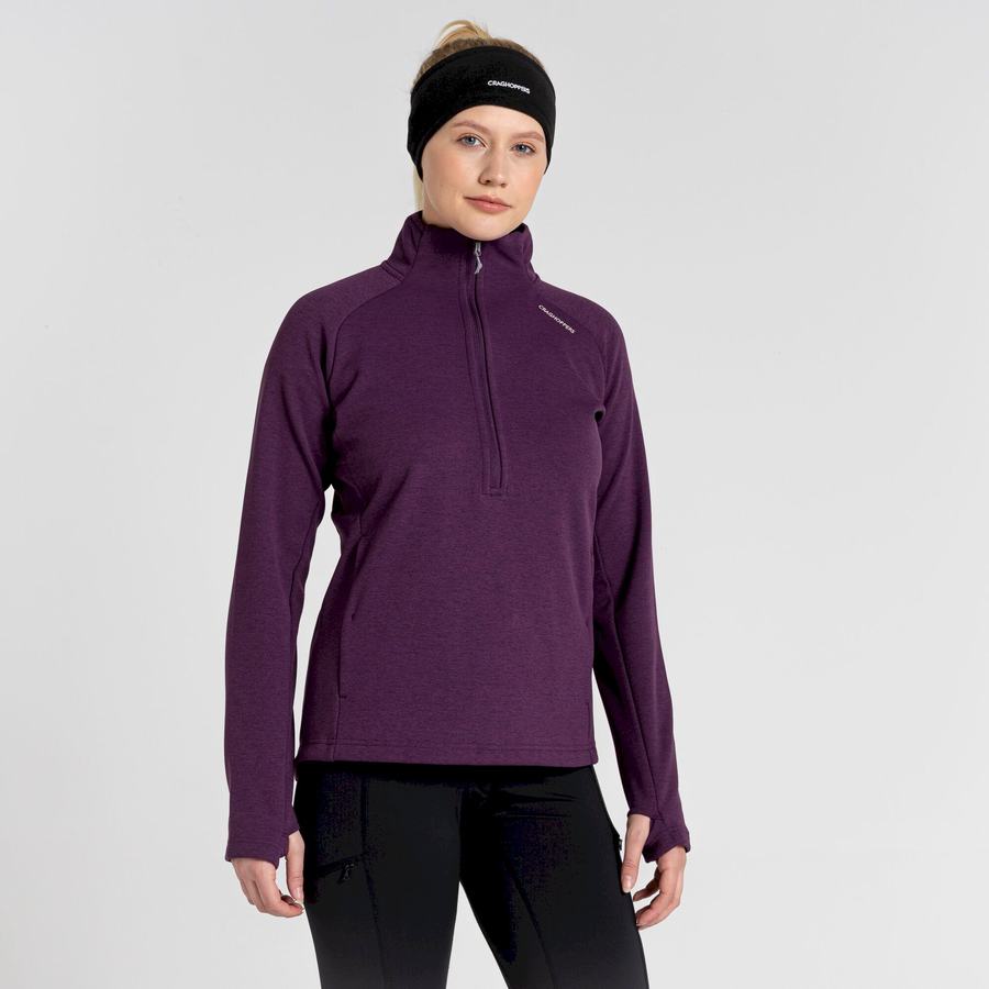 Deep Purple Craghoppers Dynamic Pro Half Zip Women's Sweaters | QCU7726YA