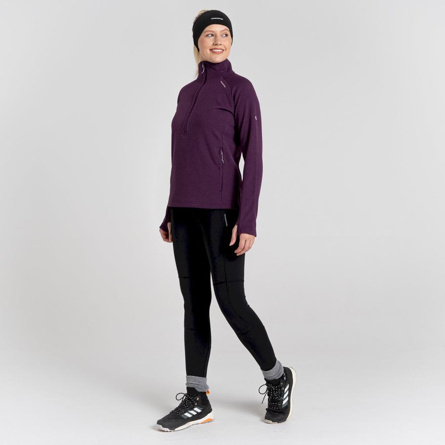 Deep Purple Craghoppers Dynamic Pro Half Zip Women's Sweaters | QCU7726YA