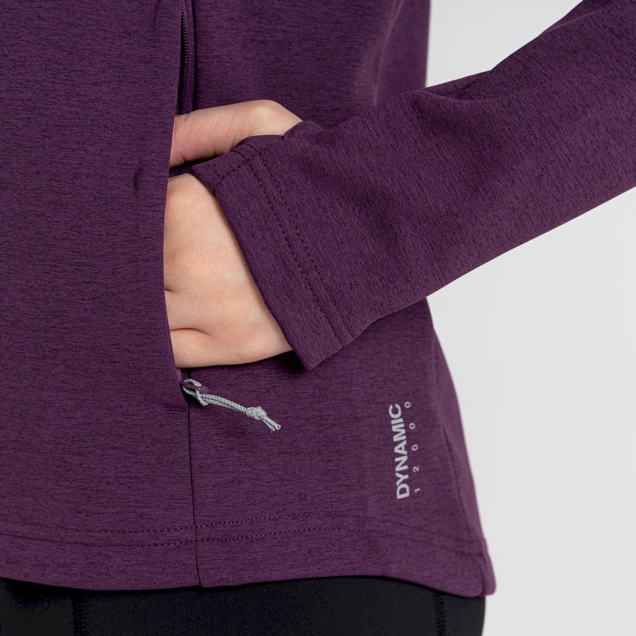 Deep Purple Craghoppers Dynamic Pro Half Zip Women's Sweaters | QCU7726YA