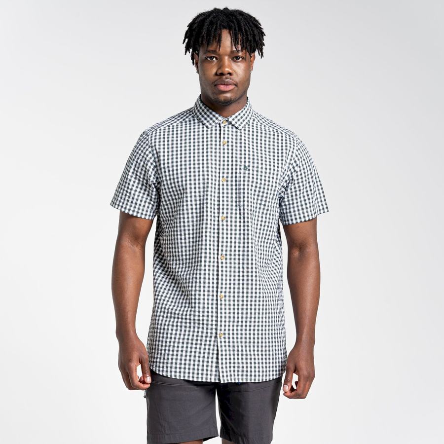 Green Craghoppers Centro Short Sleeved Men's Shirts | QBV1844EH