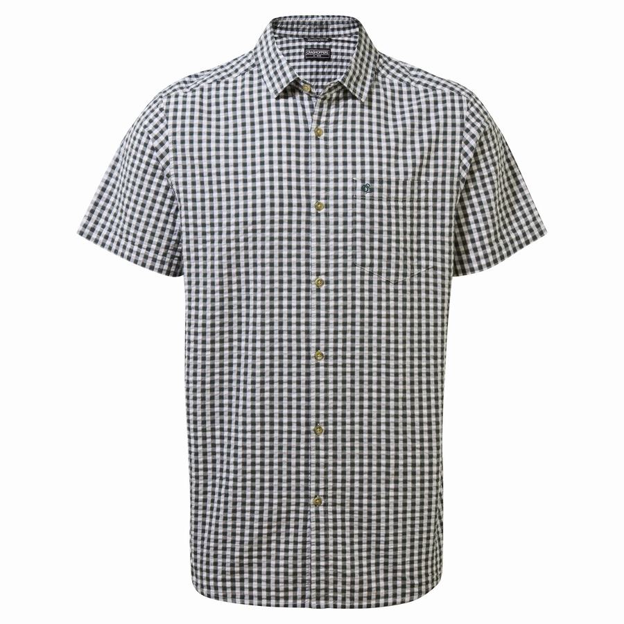 Green Craghoppers Centro Short Sleeved Men's Shirts | QBV1844EH