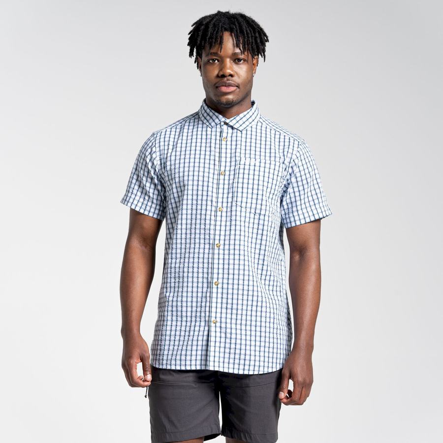 Green Craghoppers Dawson Short Sleeved Men's Shirts | MTI7014SW