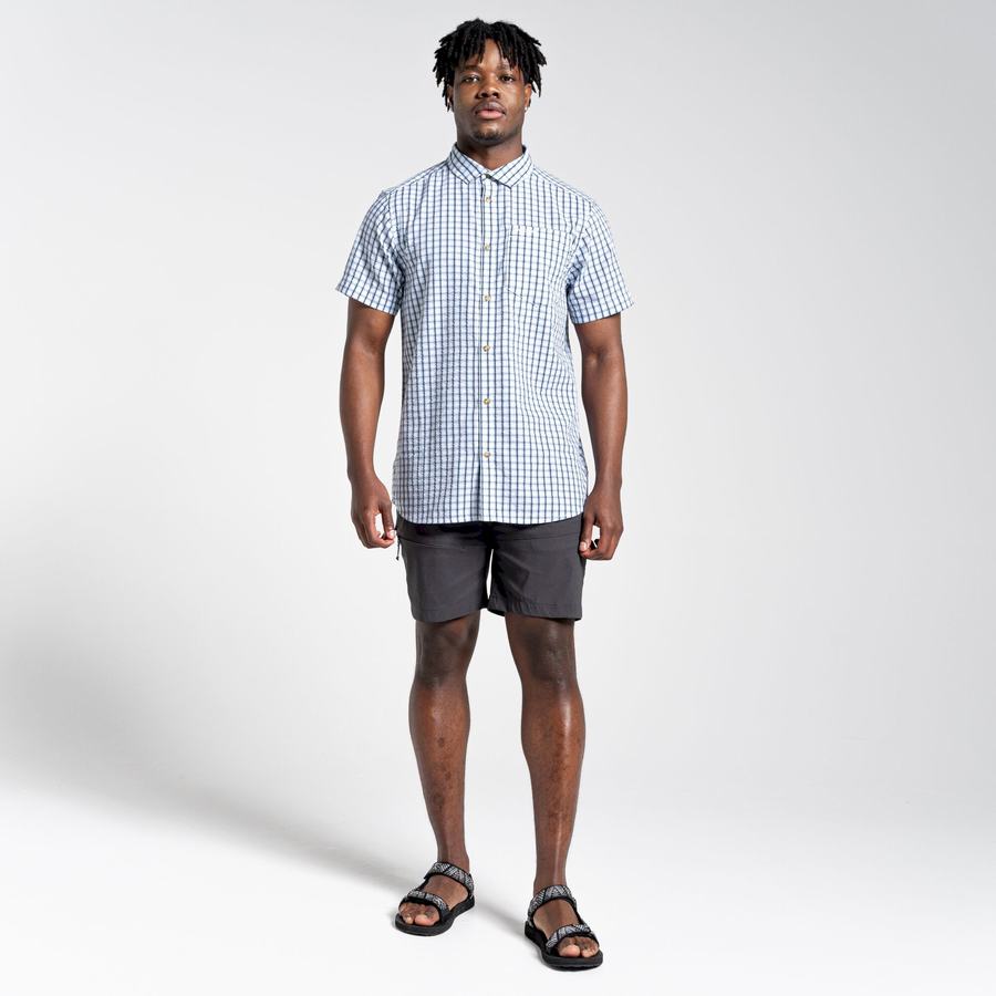 Green Craghoppers Dawson Short Sleeved Men's Shirts | MTI7014SW