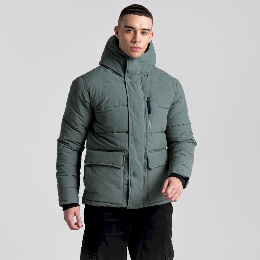 Green Craghoppers Dunbeath Insulated Hooded Men's Jackets | GKY462WH