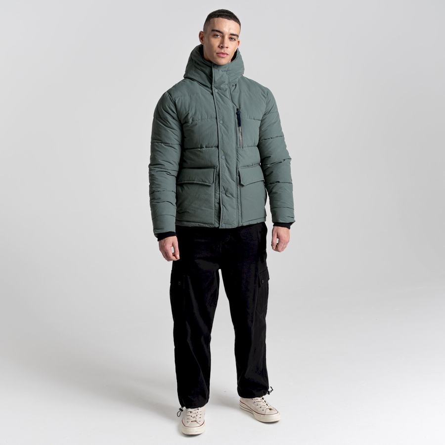 Green Craghoppers Dunbeath Insulated Hooded Men's Jackets | GKY462WH