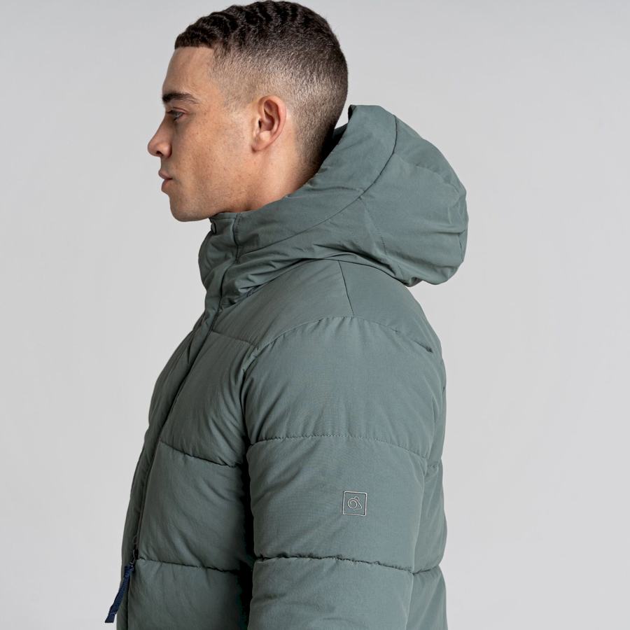 Green Craghoppers Dunbeath Insulated Hooded Men's Jackets | GKY462WH