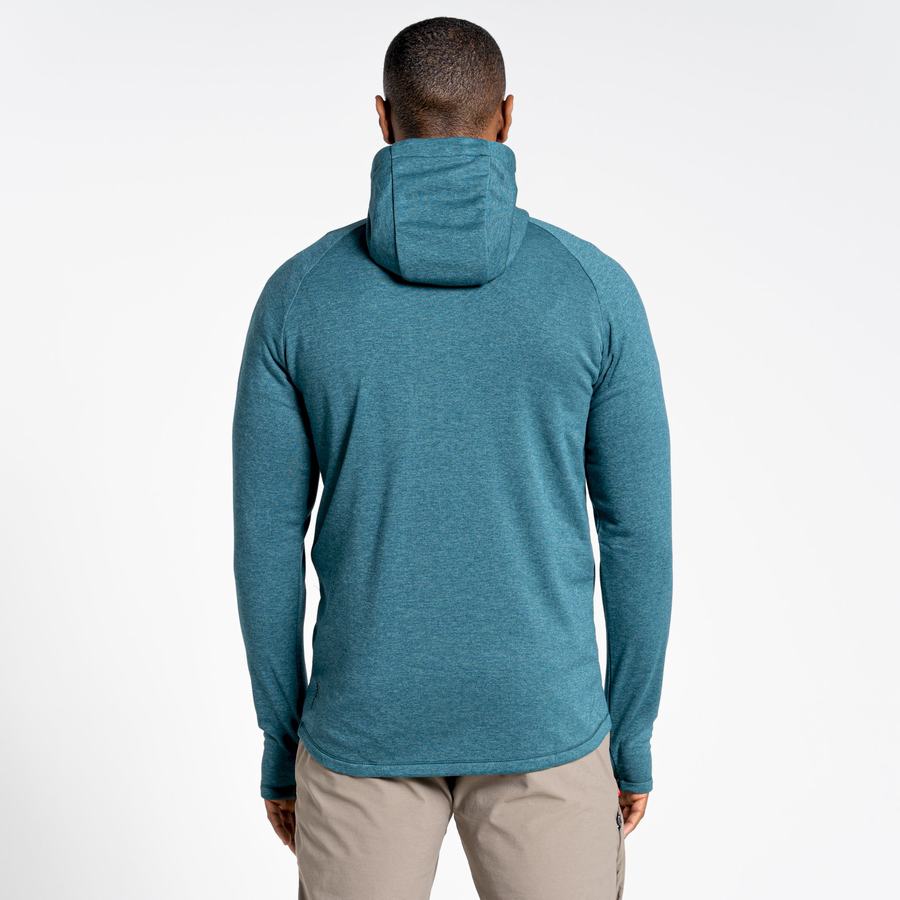 Green Craghoppers Dynamic Hooded Half Zip Top Men's T-Shirts | NLO3027OX