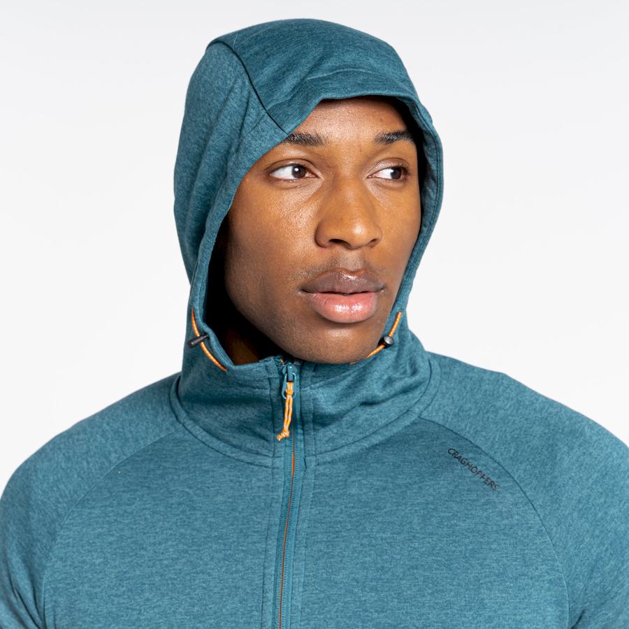 Green Craghoppers Dynamic Hooded Half Zip Top Men's T-Shirts | NLO3027OX